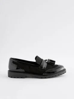 Lage Schoenen|Next - Loafers met dikke zool met profiel en kwastjes Zwarte mix