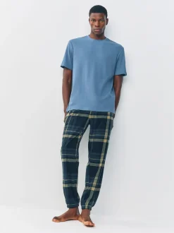 Pyjama's*Next - Textured Cosy Motionflex Cuffed Pyjamas Set Zwarte ruit