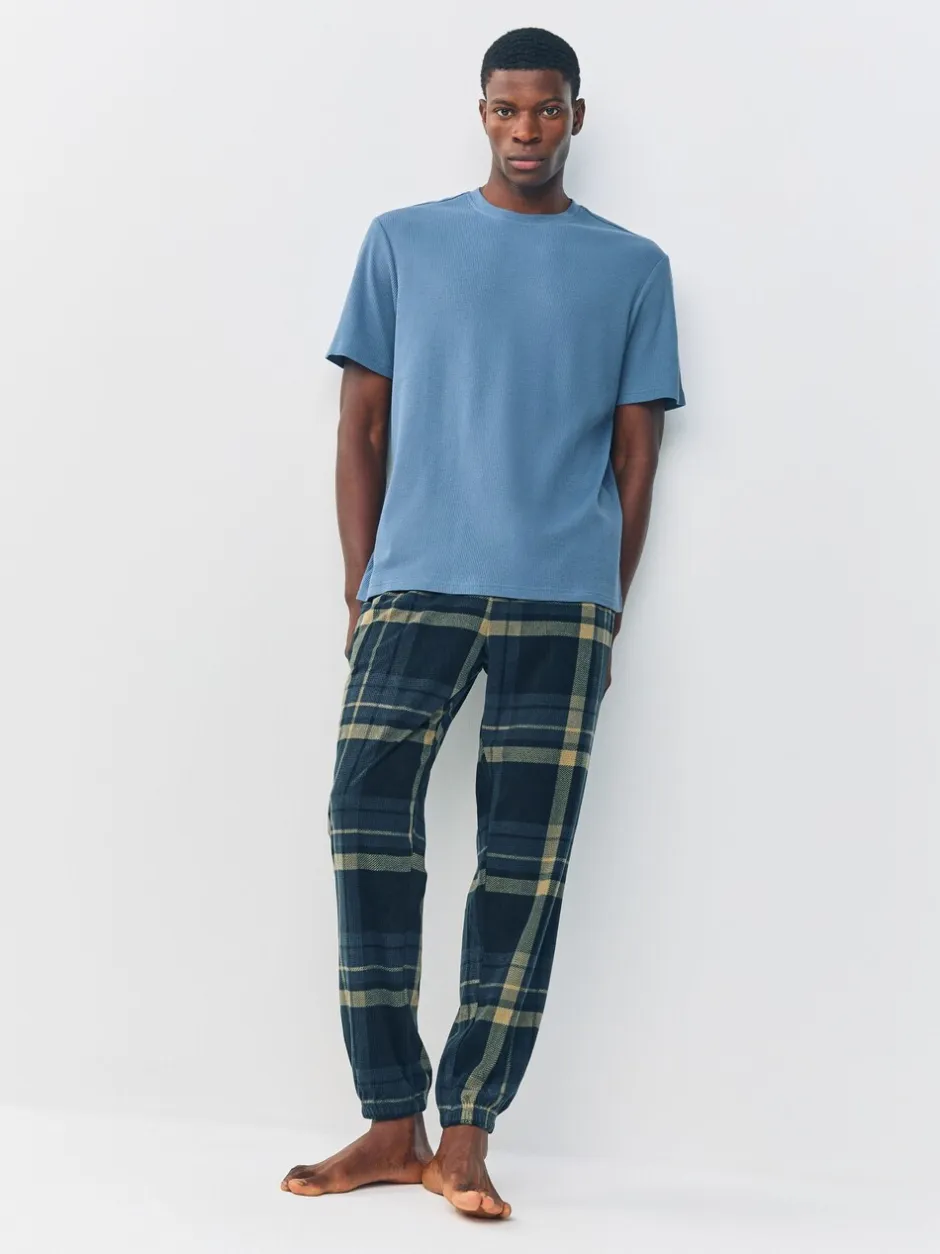 Pyjama's*Next - Textured Cosy Motionflex Cuffed Pyjamas Set Zwarte ruit