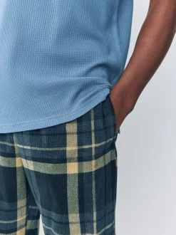 Pyjama's*Next - Textured Cosy Motionflex Cuffed Pyjamas Set Zwarte ruit