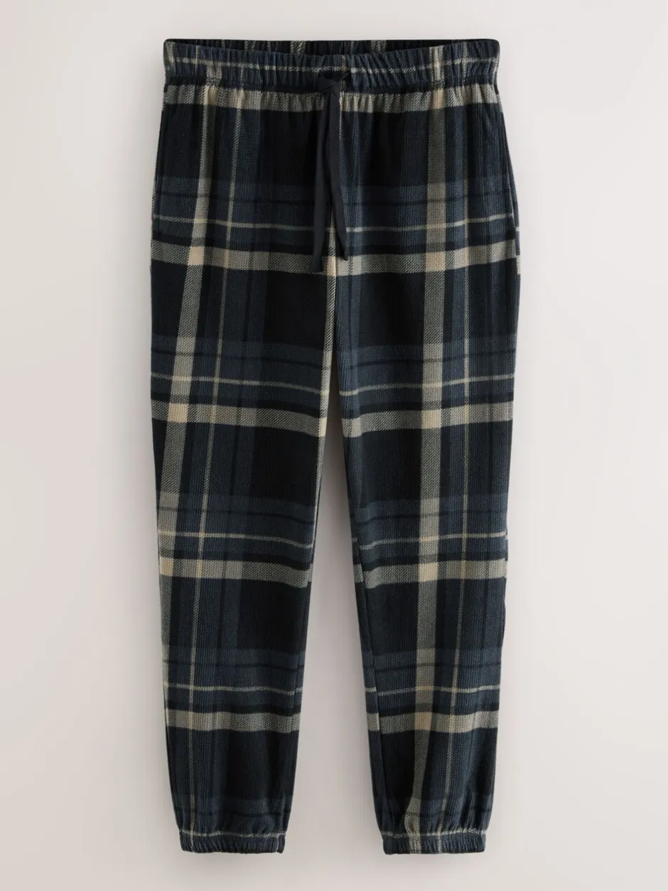 Pyjama's*Next - Textured Cosy Motionflex Cuffed Pyjamas Set Zwarte ruit