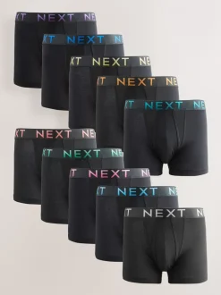 Ondergoed|Ondergoed|Next Zwarte tailleband met felgekleurde tekst in ombré - Hipster boxers van katoenrijke mix