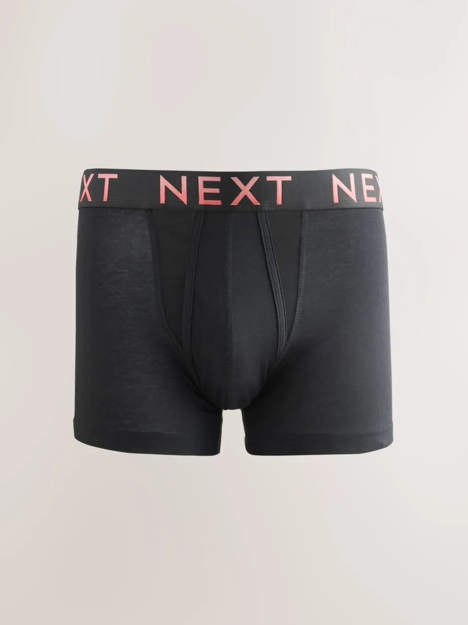 Ondergoed|Ondergoed|Next Zwarte tailleband met felgekleurde tekst in ombré - Hipster boxers van katoenrijke mix