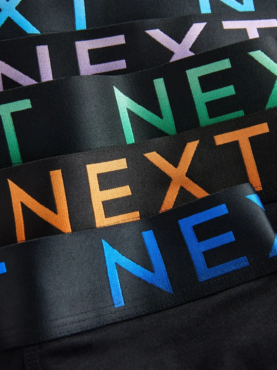 Ondergoed|Ondergoed|Next Zwarte tailleband met felgekleurde tekst in ombré - Hipster boxers van katoenrijke mix