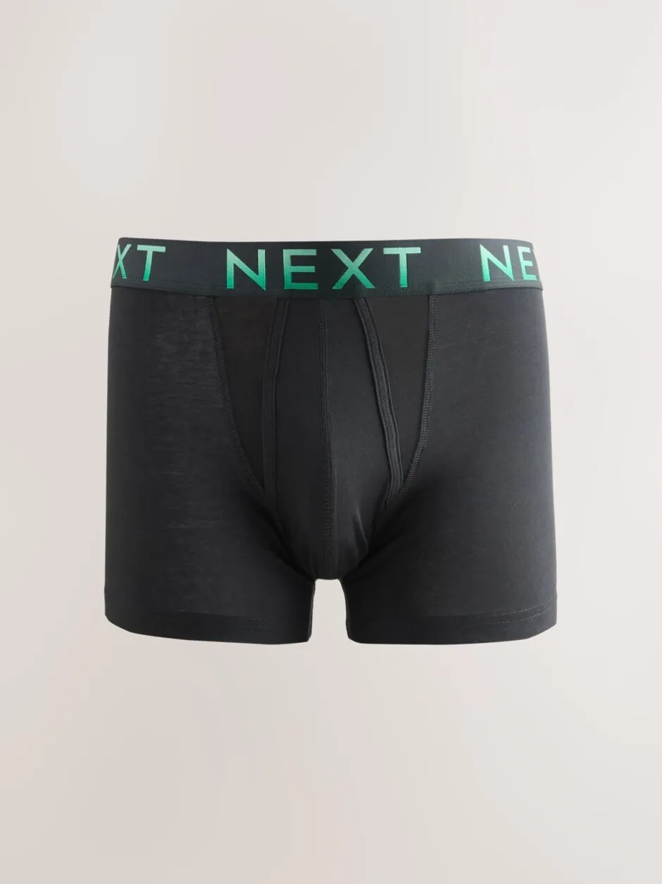 Ondergoed|Ondergoed|Next Zwarte tailleband met felgekleurde tekst in ombré - Hipster boxers van katoenrijke mix