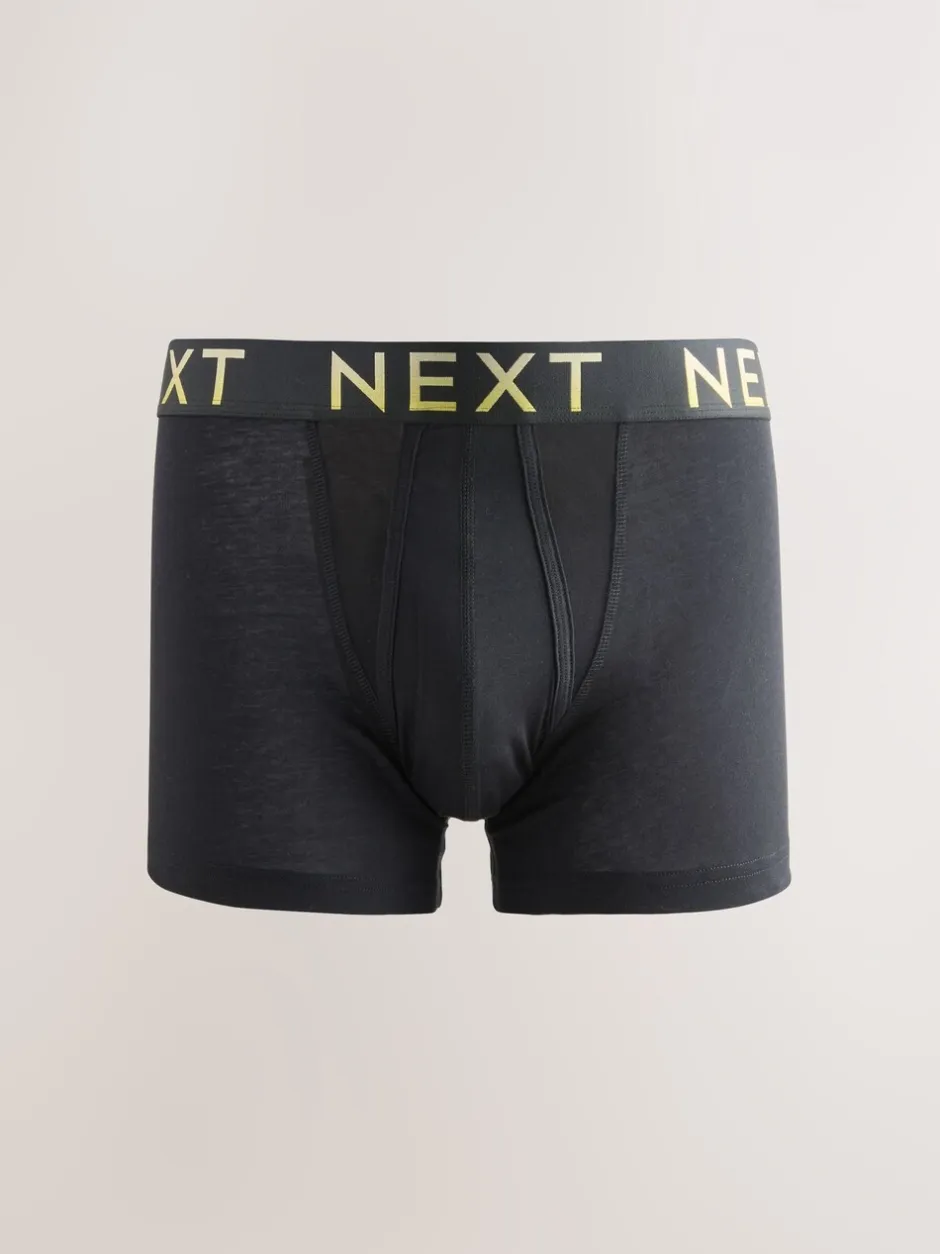Ondergoed|Ondergoed|Next Zwarte tailleband met felgekleurde tekst in ombré - Hipster boxers van katoenrijke mix