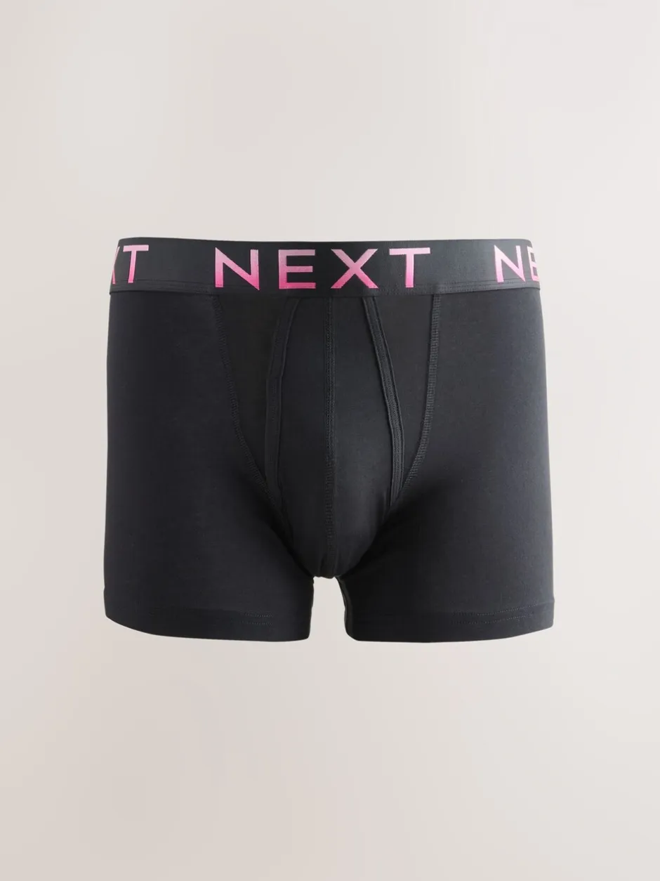 Ondergoed|Ondergoed|Next Zwarte tailleband met felgekleurde tekst in ombré - Hipster boxers van katoenrijke mix