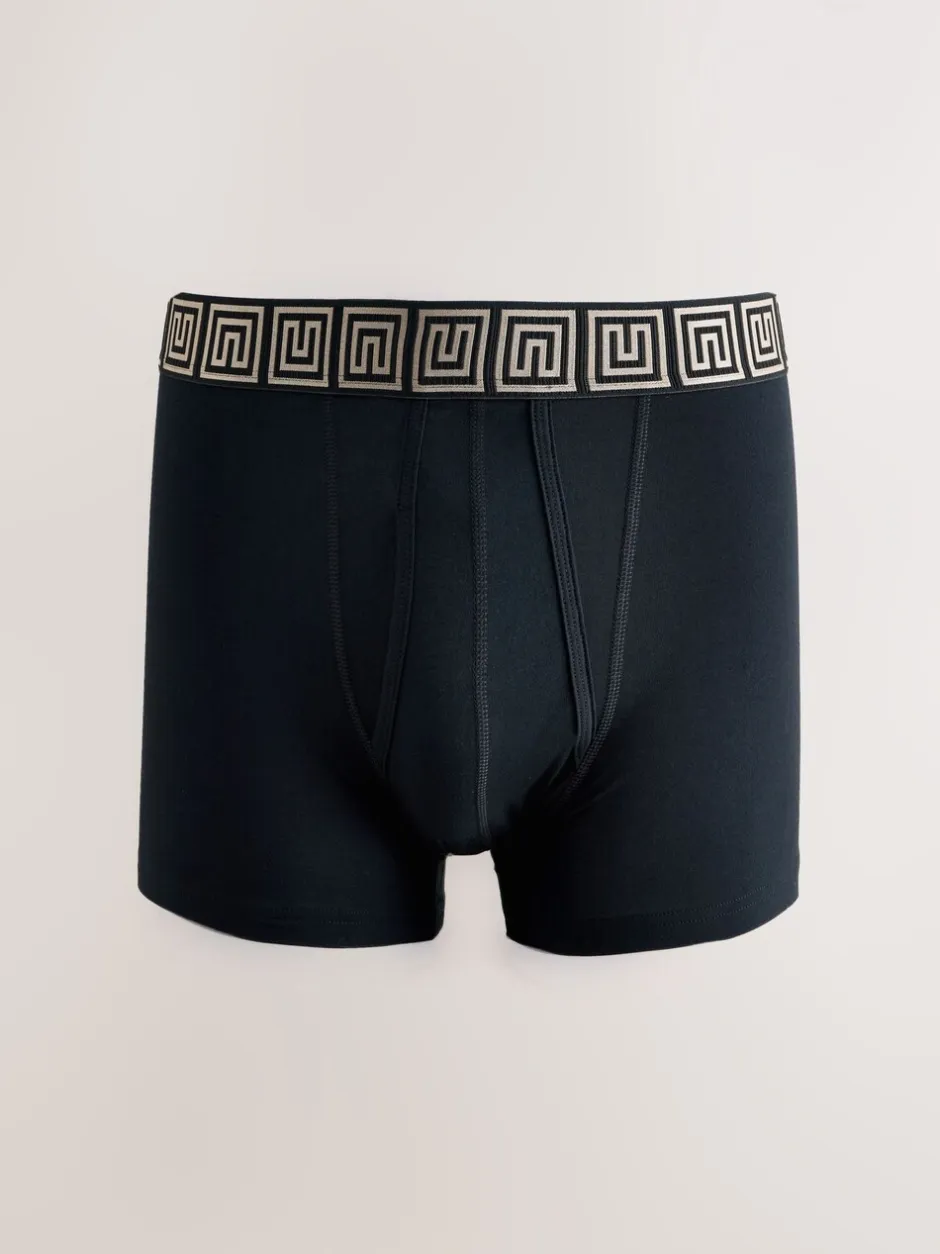 Ondergoed|Ondergoed*Next Zwarte taillebanden met metallic motief - Boxershorts van katoenrijk materiaal met A-voorkant