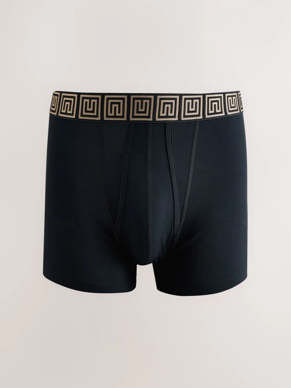 Ondergoed|Ondergoed*Next Zwarte taillebanden met metallic motief - Boxershorts van katoenrijk materiaal met A-voorkant