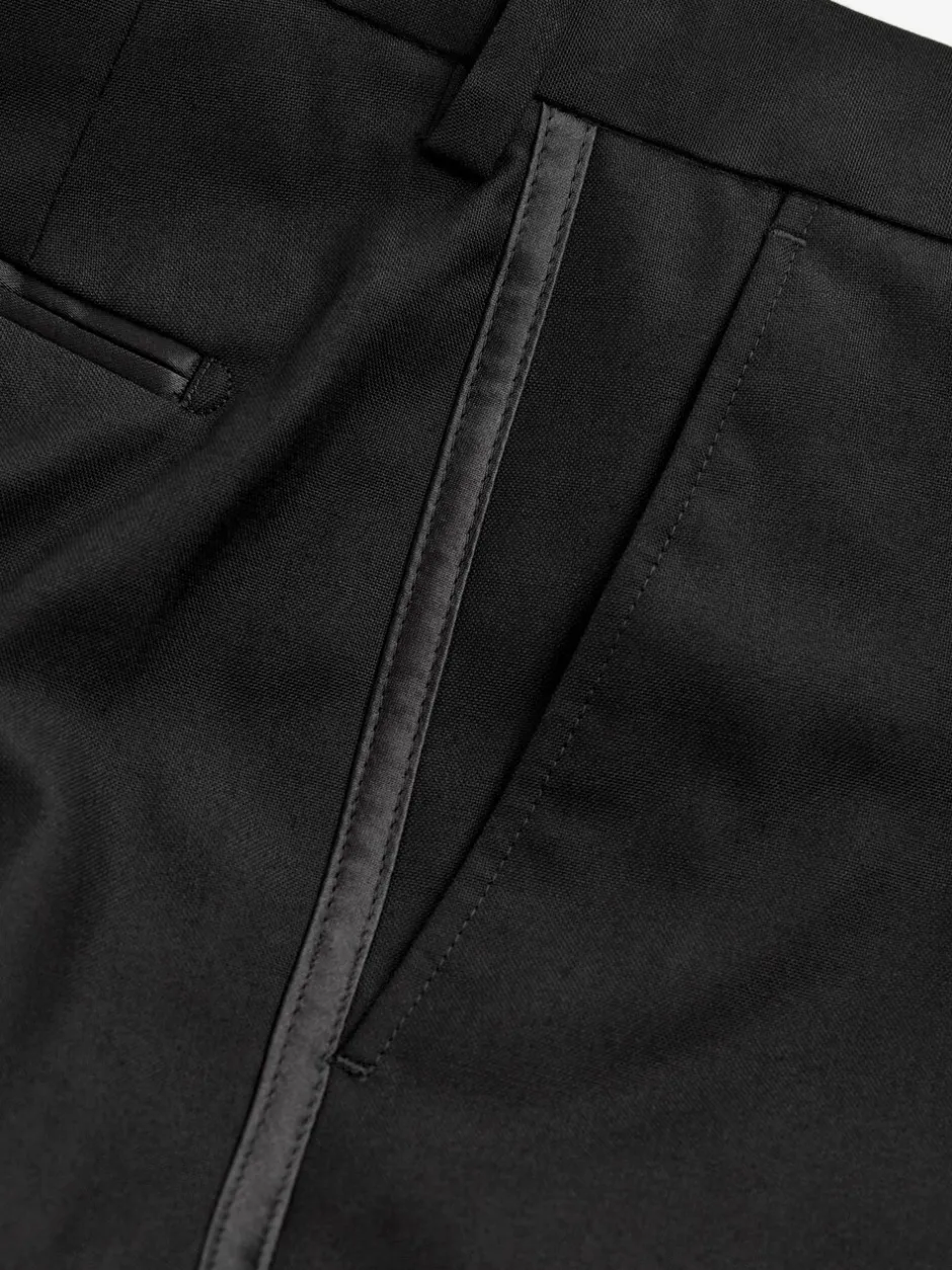 Smokings En Feestkleding|Next - Slim Fit - Pantalon in smokingstijl Zwarte tape met details