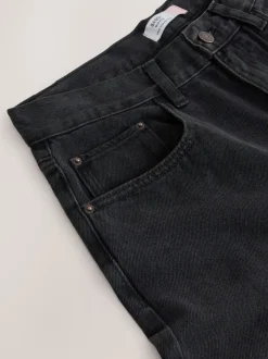 Jeans|Next - Baggy jeans met wijde pijpen en halfhoge taille Zwarte wassing