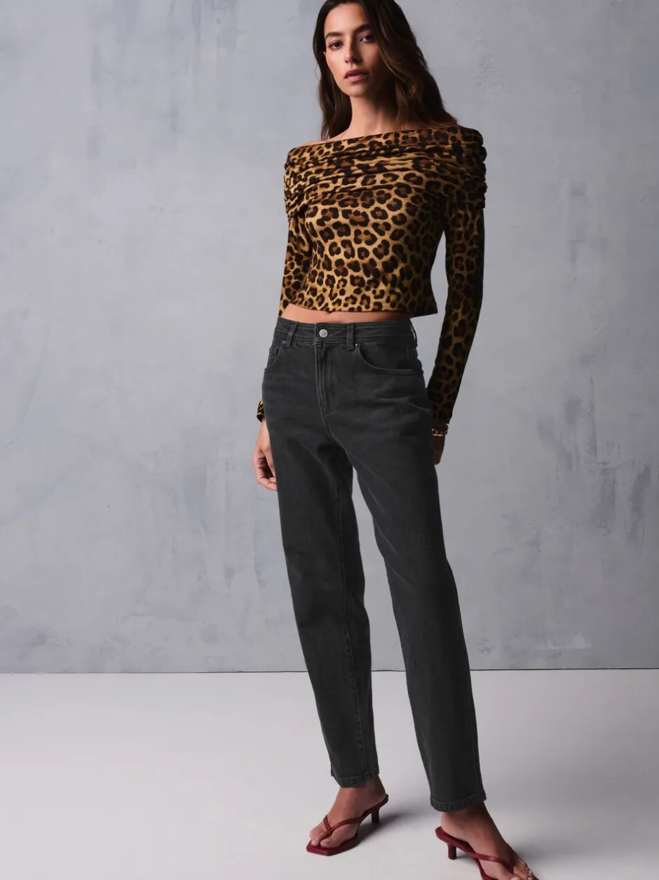 Jeans|Next - Mom comfort stretch jeans Zwarte wassing