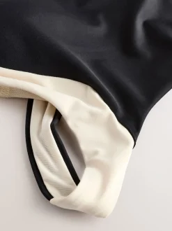 Badkleding*Next - Hoogsluitende halterbadpak met buikcorrectie Zwart/ecru