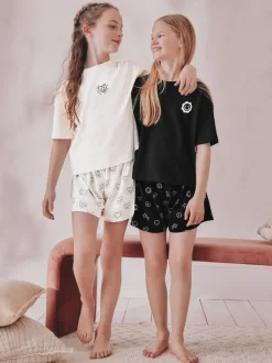 Nachtkleding En Pyjama's|Pyjama's*Next - Set van 2 pyjama's met short (3-16 jr) Zwart/ecru