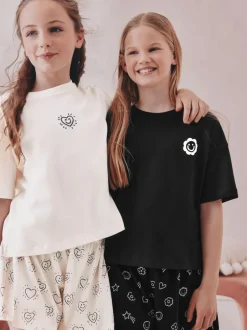 Nachtkleding En Pyjama's|Pyjama's*Next - Set van 2 pyjama's met short (3-16 jr) Zwart/ecru