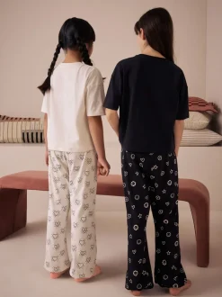 Nachtkleding En Pyjama's|Pyjama's|Next - Verpakking van 2 pyjama's met joggingbroek (3-16 jr) Zwart/ecru