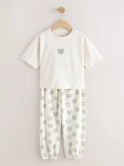 Nachtkleding En Pyjama's|Pyjama's|Next - Verpakking van 2 pyjama's met joggingbroek (3-16 jr) Zwart/ecru