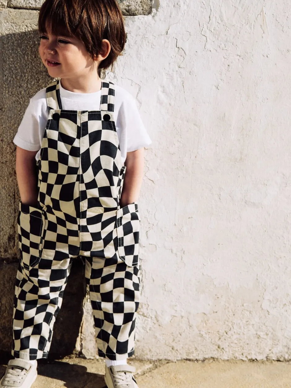 Rompertjes En Tuinbroeken|Sets En Outfits*Next - Tuinbroek (3mnd -7jr) Zwart/ecru dambordprint