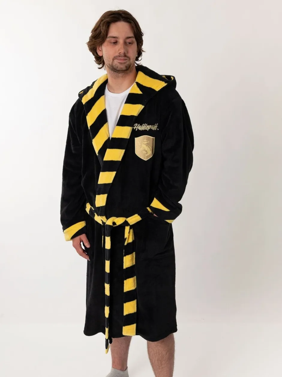 Kamerjassen En Badjassen*Vanilla Underground - Harry Potter Hooded Bathrobe Dressing Gown Zwart/geel Huffelpuf