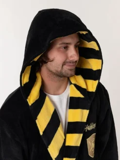 Kamerjassen En Badjassen*Vanilla Underground - Harry Potter Hooded Bathrobe Dressing Gown Zwart/geel Huffelpuf
