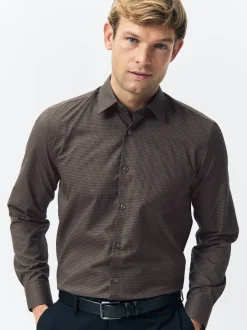 Formele Overhemden*Next Zwart/goud - Smart Trimmed Long Sleeve Party Shirt