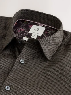 Formele Overhemden*Next Zwart/goud - Smart Trimmed Long Sleeve Party Shirt