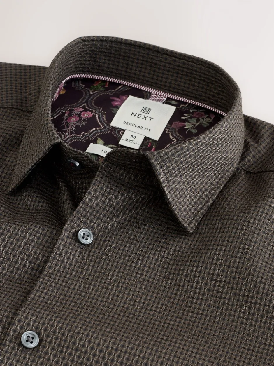 Formele Overhemden*Next Zwart/goud - Smart Trimmed Long Sleeve Party Shirt