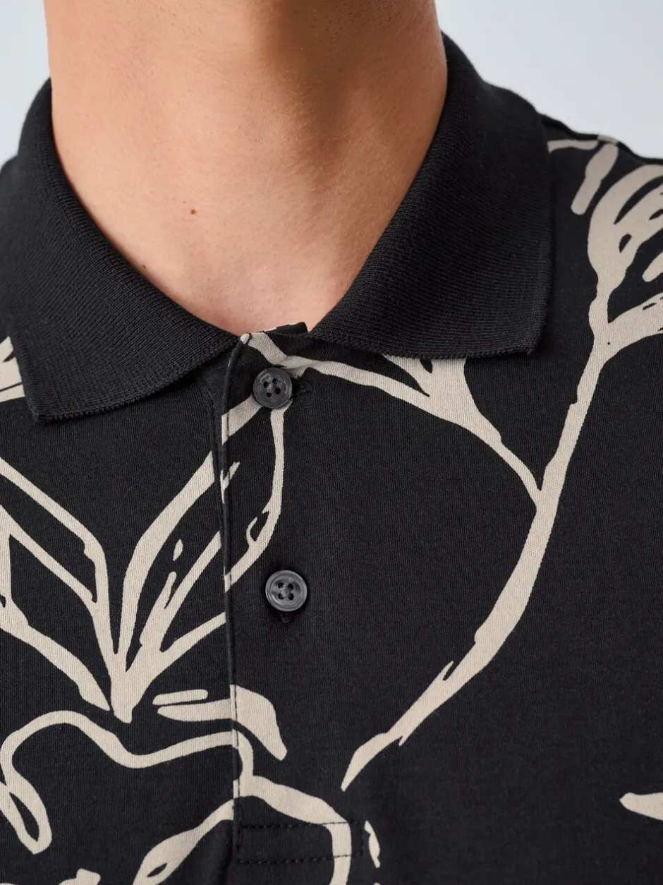 Poloshirts|Next Zwartgoud met bloemenprint - Poloshirt met korte mouwen en print