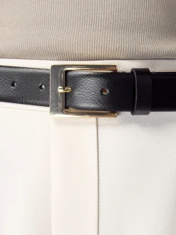 Ceintuurs*Next - N. Premium riem van Italiaans leer Zwart/goudkleurig