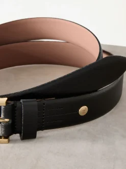 Ceintuurs*Next - N. Premium riem van Italiaans leer Zwart/goudkleurig