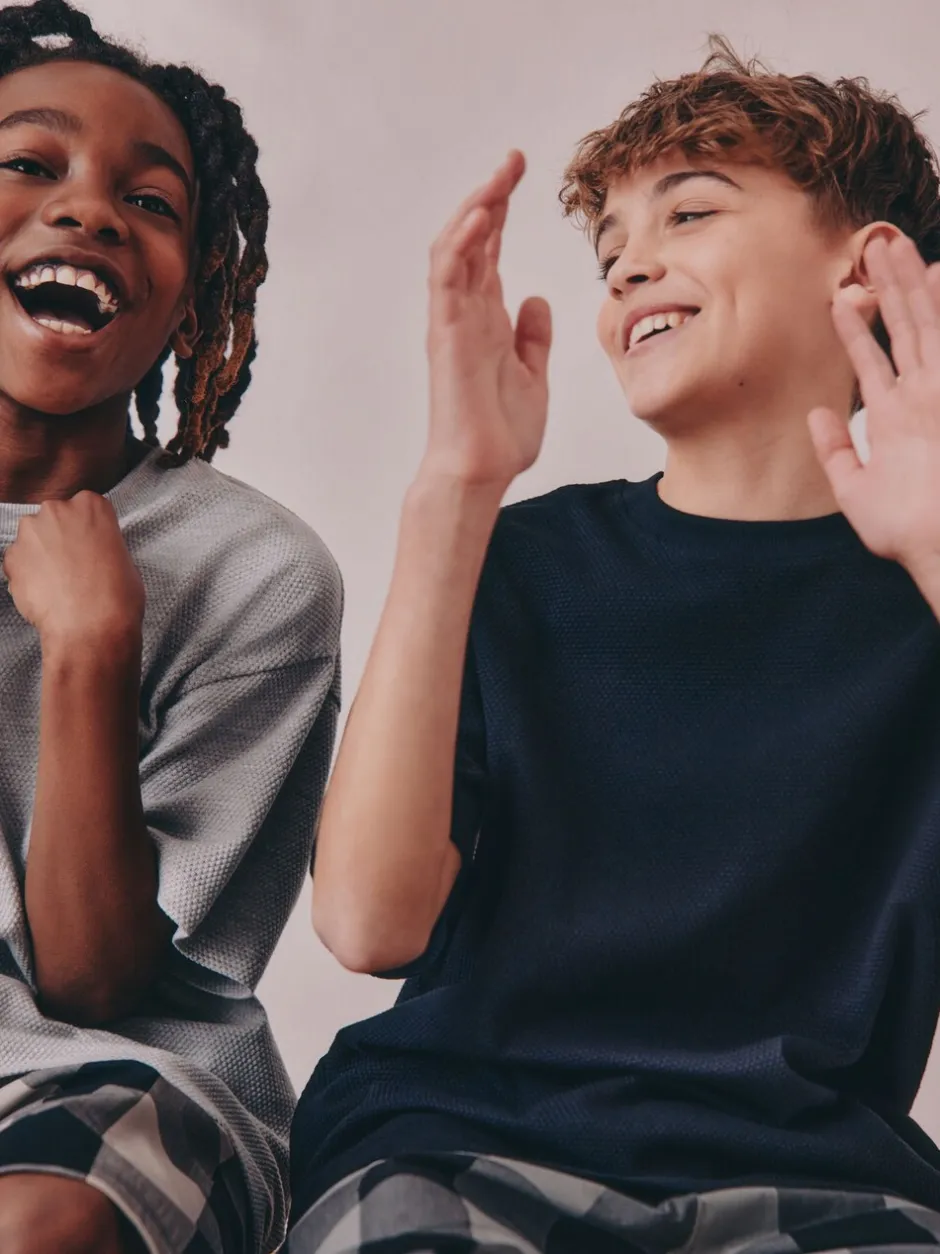 Pyjama's|Nachtkleding En Pyjama's|Next - 2 Pack Geweven Ruit Oversized Pyjama's (3-16jr) Zwart/grijs