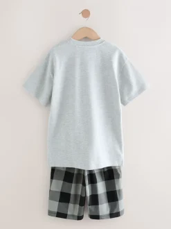 Pyjama's|Nachtkleding En Pyjama's|Next - 2 Pack Geweven Ruit Oversized Pyjama's (3-16jr) Zwart/grijs