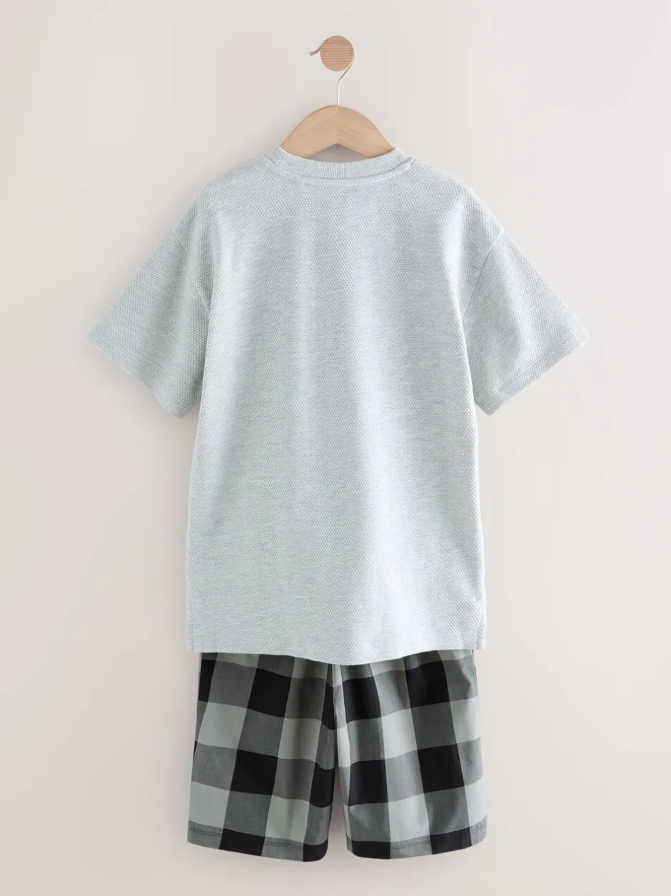 Pyjama's|Nachtkleding En Pyjama's|Next - 2 Pack Geweven Ruit Oversized Pyjama's (3-16jr) Zwart/grijs