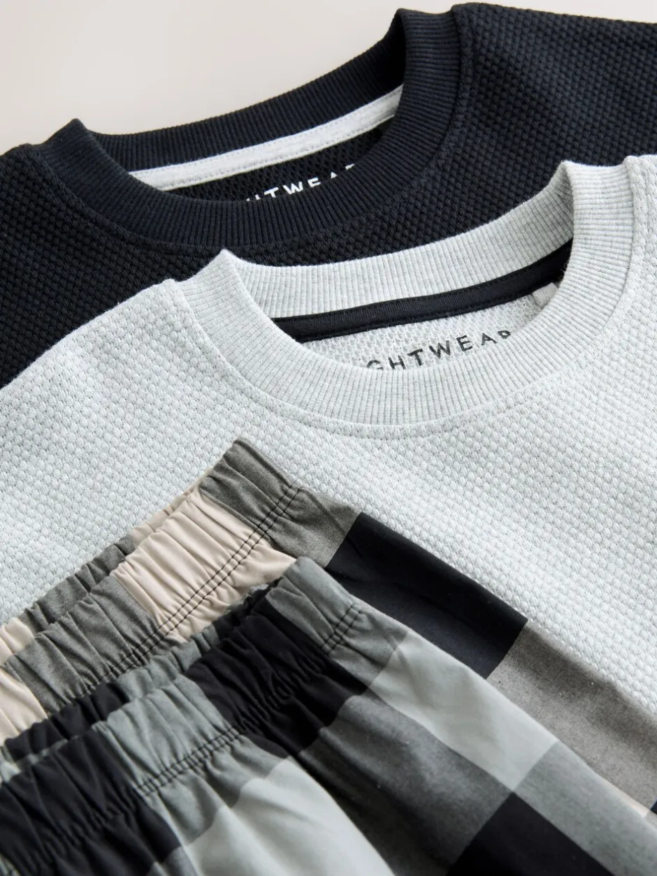 Pyjama's|Nachtkleding En Pyjama's|Next - 2 Pack Geweven Ruit Oversized Pyjama's (3-16jr) Zwart/grijs