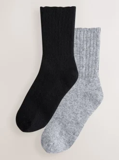 Sokken En Panty's*Next - Containing Merino Wool Ankle Socks 2 Pack Zwart/grijs