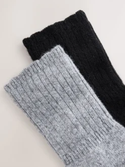 Sokken En Panty's*Next - Containing Merino Wool Ankle Socks 2 Pack Zwart/grijs