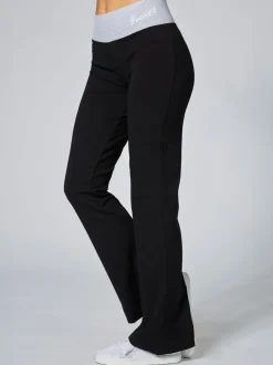 Sportkleding*Pineapple Zwart/grijs - jersey bootcut-broek met contrasterende tailleband voor dames