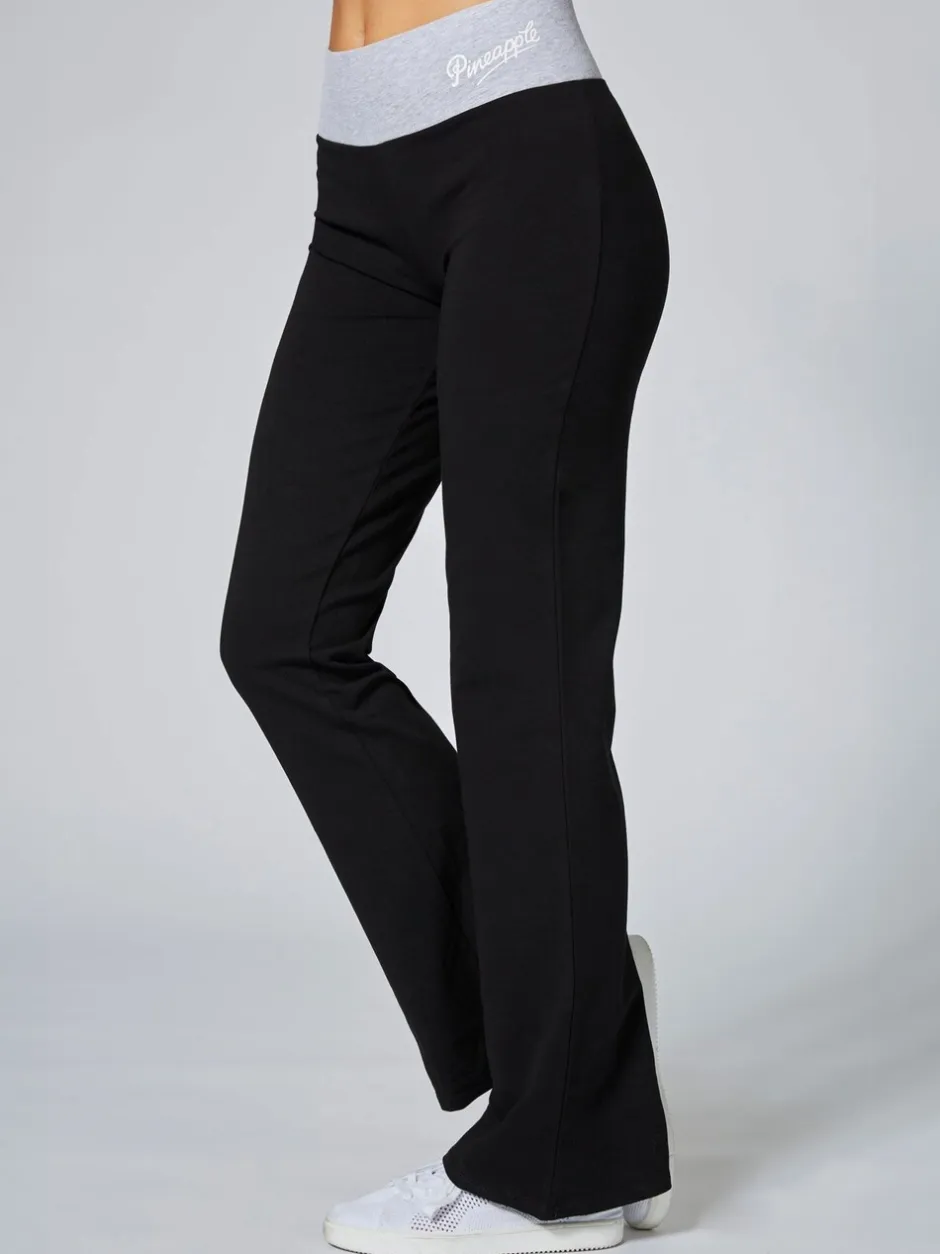 Sportkleding*Pineapple Zwart/grijs - jersey bootcut-broek met contrasterende tailleband voor dames
