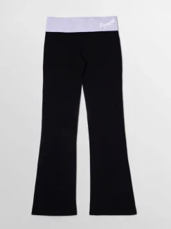 Sportkleding*Pineapple Zwart/grijs - jersey bootcut-broek met contrasterende tailleband voor dames