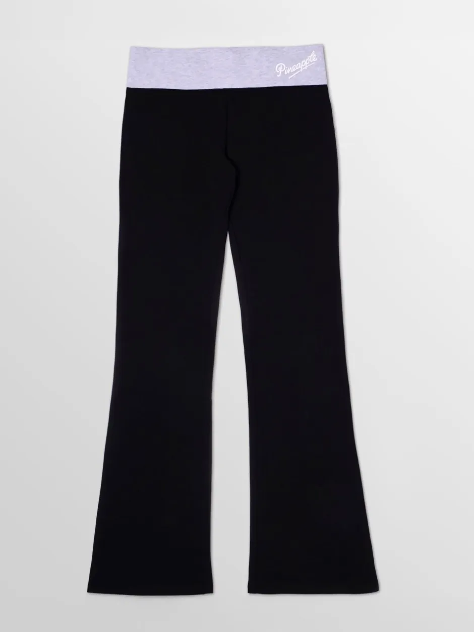 Sportkleding*Pineapple Zwart/grijs - jersey bootcut-broek met contrasterende tailleband voor dames