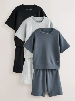 Pyjama's|Nachtkleding En Pyjama's*Next - Set van 3 pyjama's met short (3-16 jr) Zwart/grijs