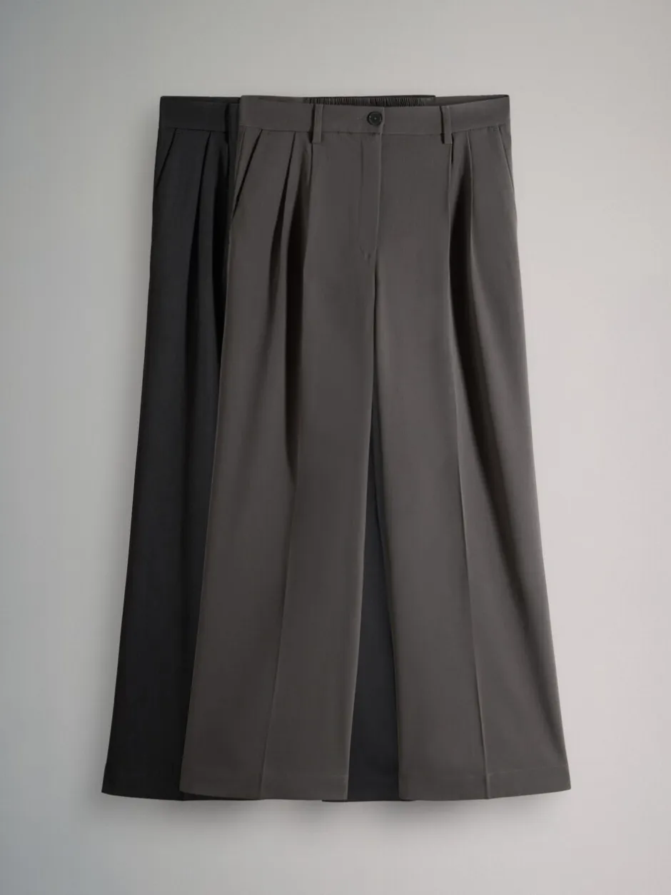 Kostuums En Werkkleding|Broeken*The Set - 2 Pack Wide Leg Pleated Trousers Zwart/grijs