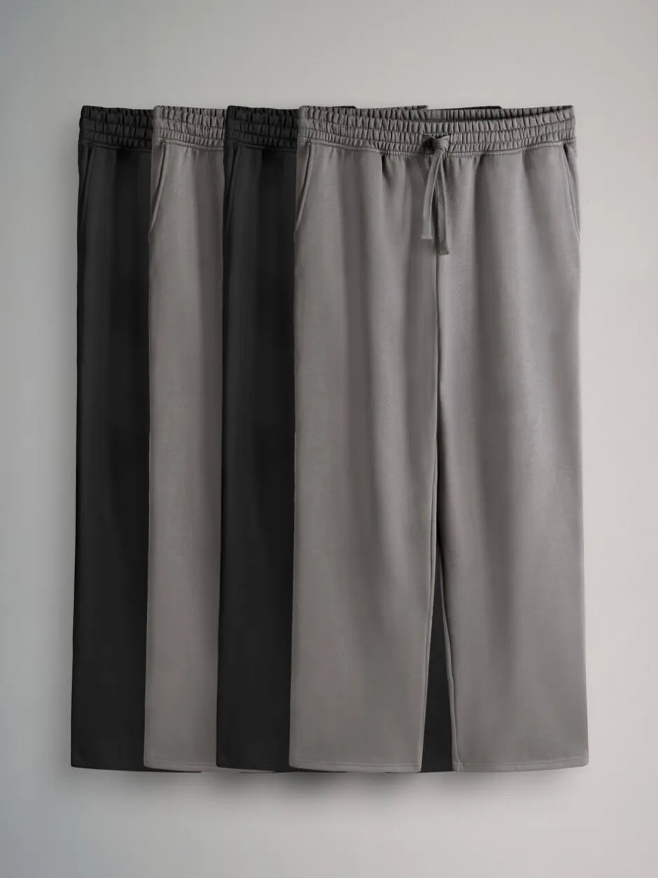 Loungewear|Joggingbroeken|The Set - 4 Pack Joggingbroeken met wijde pijpen Zwart/grijs