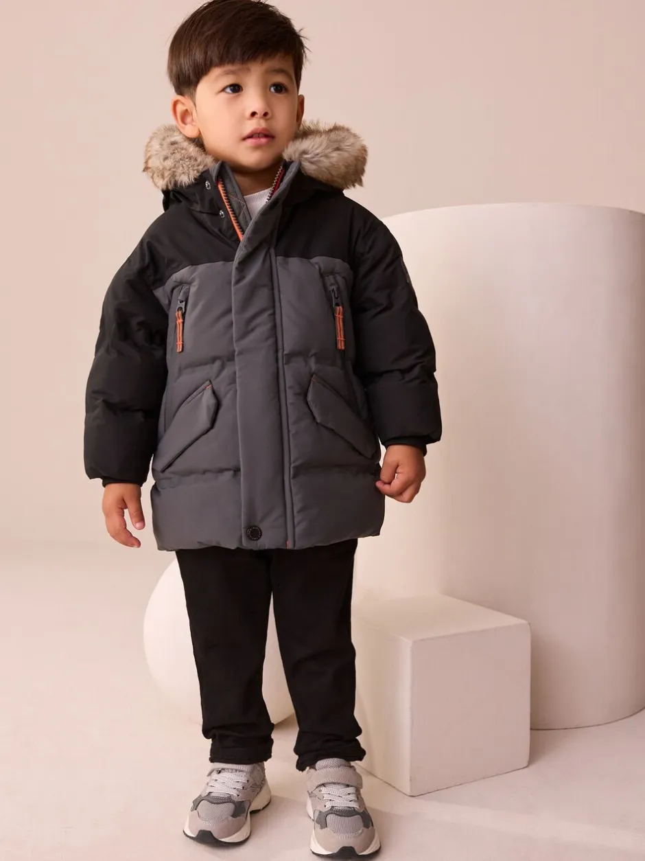 Jassen, Jacks En Kinderwagenpakjes|Jassen En Jacks*Next - Waterdichte warme gewatteerde jas (12 mnd - 10 jr) Zwart/grijs
