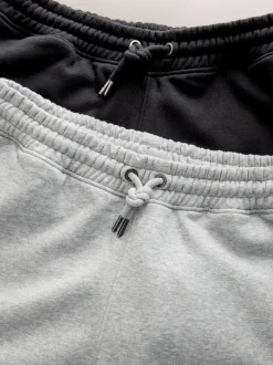 Joggingbroeken*Next - Slim Fit Brushback Heavyweight 2 Pack Joggers Zwart/grijs gemêleerd