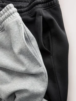 Joggingbroeken*Next - Slim Fit Brushback Heavyweight 2 Pack Joggers Zwart/grijs gemêleerd