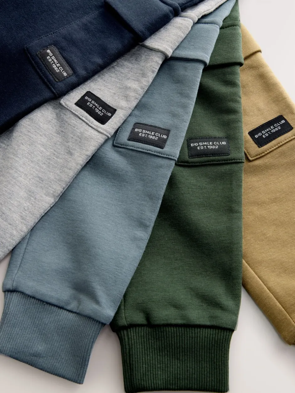 Jeans En Joggingbroeken|Joggingbroeken|Next - Verpakking van 5 joggingbroeken (3mnd-7jr) Zwart/grijs gemêleerd/lichtbruin
