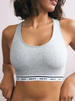 Beha's|Sportkleding|Next - Gewatteerde cropped tops met ultiem comfort Zwart/grijs gemêleerd/wit