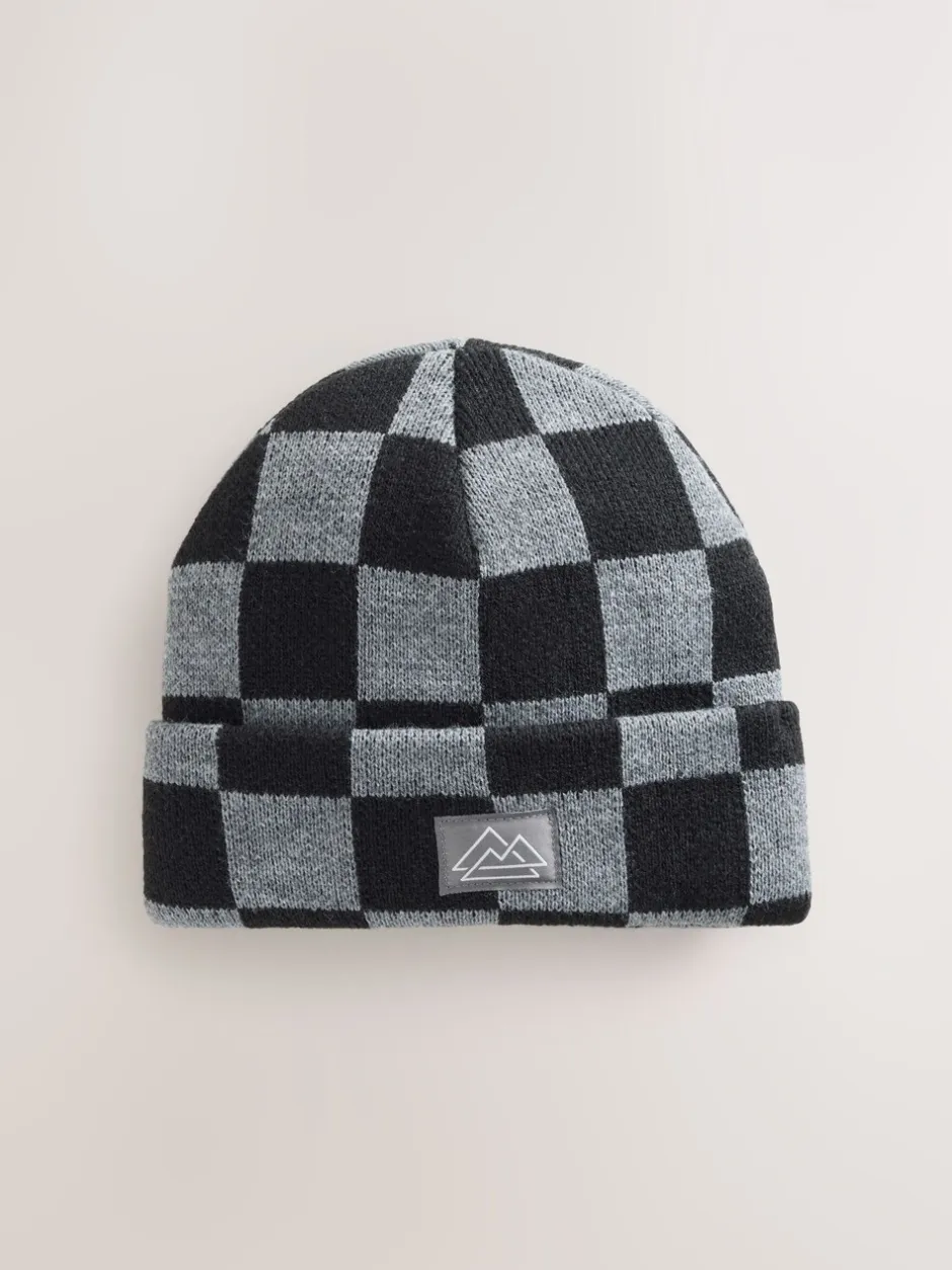 Mutsen, Handschoenen En Sjaals*Next - Beanie-muts (1-16jaar) Zwart/grijs geruit