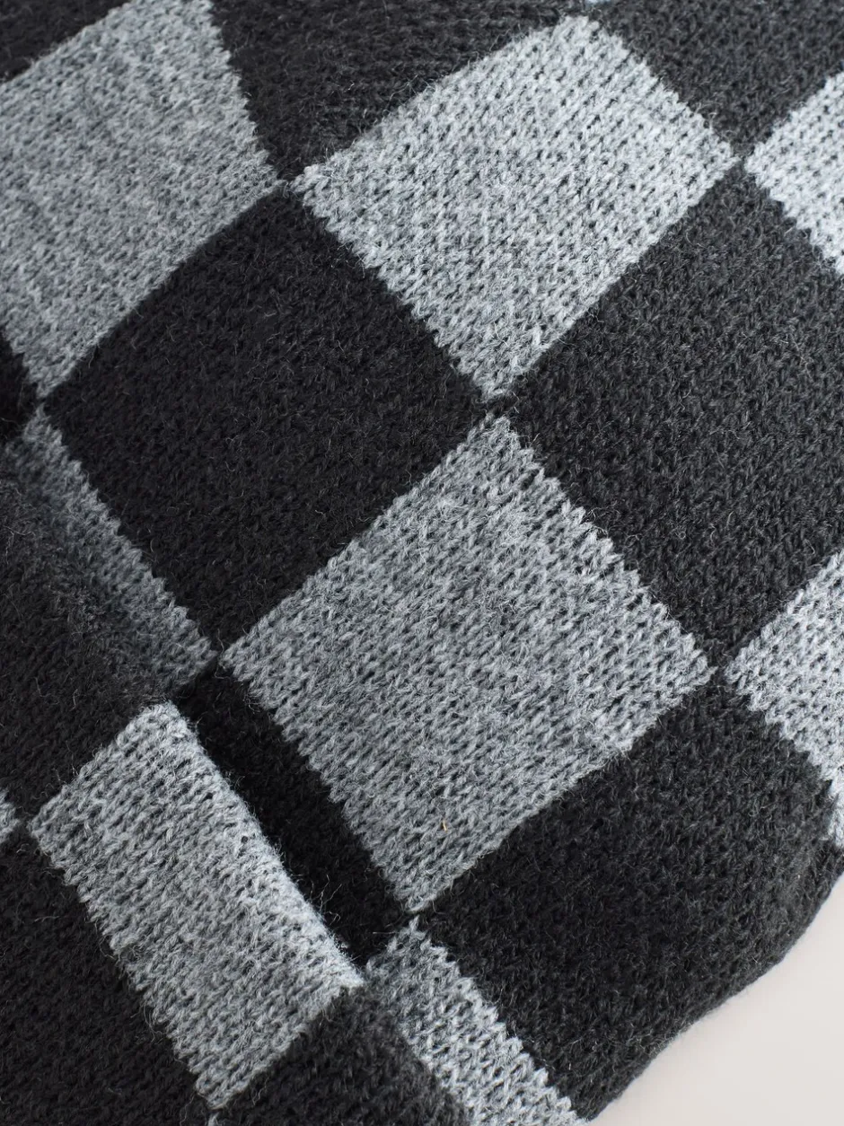 Mutsen, Handschoenen En Sjaals*Next - Beanie-muts (1-16jaar) Zwart/grijs geruit